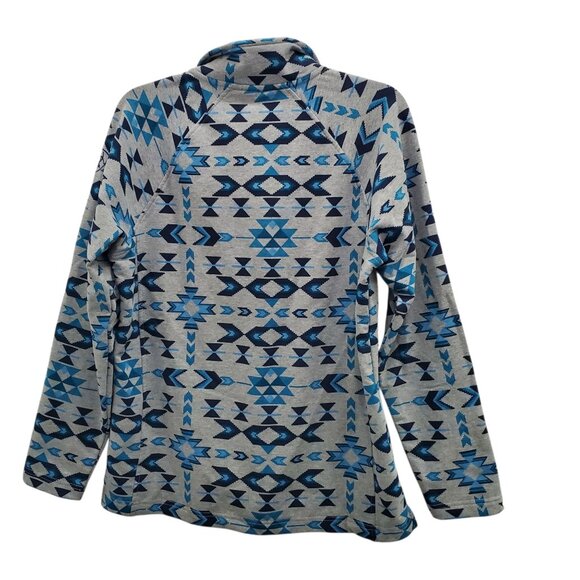 Ariat R.E.A.L Women's Gray Blue Southwestern Navajo Soft 1/4 Button Pullover M - Picture 7 of 7